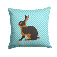 Load image into Gallery viewer, Tan Rabbit Blue Check Throw Pillow - 14x14 Decorative Pillow – Art for Your Home &amp; Patio BB8137PW1414