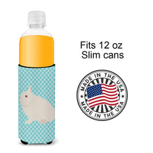 Load image into Gallery viewer, Hermelin Rabbit Blue Check   Hugger for slim cans