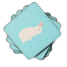 Load image into Gallery viewer, New Zealand White Rabbit Blue Check Foam Coaster  BB8139FC
