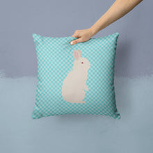 Load image into Gallery viewer, New Zealand White Rabbit Blue Check Throw Pillow - 14x14 Decorative Pillow – Art for Your Home &amp; Patio BB8139PW1414