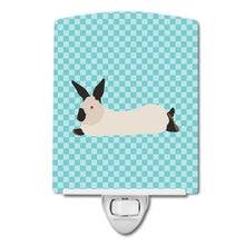 Load image into Gallery viewer, California White Rabbit Blue Check Ceramic Night Light BB8141CNL