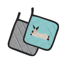 Load image into Gallery viewer, California White Rabbit Blue Check Pot Holders - Set of 2 - Heat-Resistant Kitchen Essentials BB8141PTHD