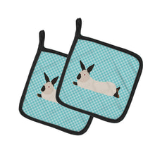 Load image into Gallery viewer, California White Rabbit Blue Check Pot Holders - Set of 2 - Heat-Resistant Kitchen Essentials BB8141PTHD