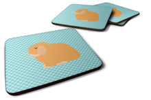 Load image into Gallery viewer, Holland Lop Rabbit Blue Check Foam Coaster  BB8142FC
