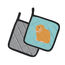 Load image into Gallery viewer, Holland Lop Rabbit Blue Check Pot Holders - Set of 2 - Heat-Resistant Kitchen Essentials BB8142PTHD