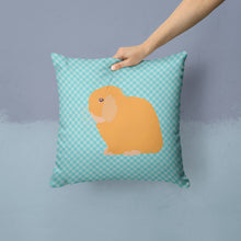 Load image into Gallery viewer, Holland Lop Rabbit Blue Check Throw Pillow - 14x14 Decorative Pillow – Art for Your Home &amp; Patio BB8142PW1414