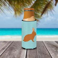 Load image into Gallery viewer, Rex Rabbit Blue Check   Hugger for slim cans