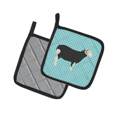 Load image into Gallery viewer, Herwick Sheep Blue Check Pot Holders - Set of 2 - Heat-Resistant Kitchen Essentials BB8144PTHD