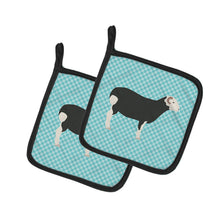 Load image into Gallery viewer, Herwick Sheep Blue Check Pot Holders - Set of 2 - Heat-Resistant Kitchen Essentials BB8144PTHD