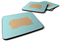 Load image into Gallery viewer, Lincoln Longwool Sheep Blue Check Foam Coaster  BB8145FC
