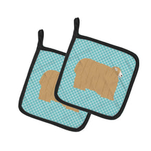 Load image into Gallery viewer, Lincoln Longwool Sheep Blue Check Pot Holders - Set of 2 - Heat-Resistant Kitchen Essentials BB8145PTHD