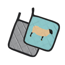 Load image into Gallery viewer, Suffolk Sheep Blue Check Pot Holders - Set of 2 - Heat-Resistant Kitchen Essentials BB8146PTHD