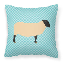 Load image into Gallery viewer, Suffolk Sheep Blue Check Fabric Decorative Pillow BB8146PW1818
