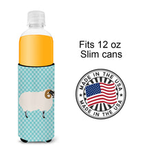 Load image into Gallery viewer, Scottish Blackface Sheep Blue Check   Hugger for slim cans