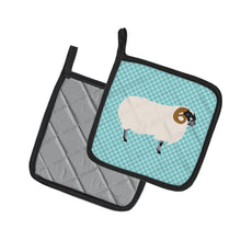 Load image into Gallery viewer, Scottish Blackface Sheep Blue Check Pot Holders - Set of 2 - Heat-Resistant Kitchen Essentials BB8147PTHD