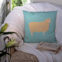 Load image into Gallery viewer, English Leicester Longwool Sheep Blue Check Throw Pillow - 14x14 Decorative Pillow – Art for Your Home &amp; Patio BB8148PW1414