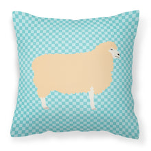 Load image into Gallery viewer, English Leicester Longwool Sheep Blue Check Fabric Decorative Pillow BB8148PW1818
