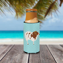 Load image into Gallery viewer, Jacob Sheep Blue Check   Hugger for slim cans