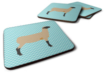 Load image into Gallery viewer, Hampshire Down Sheep Blue Check Foam Coaster  BB8150FC