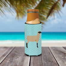 Load image into Gallery viewer, Hampshire Down Sheep Blue Check   Hugger for slim cans