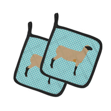 Load image into Gallery viewer, Hampshire Down Sheep Blue Check Pot Holders - Set of 2 - Heat-Resistant Kitchen Essentials BB8150PTHD