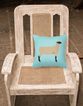 Load image into Gallery viewer, Hampshire Down Sheep Blue Check Fabric Decorative Pillow BB8150PW1818