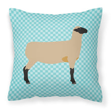 Load image into Gallery viewer, Hampshire Down Sheep Blue Check Fabric Decorative Pillow BB8150PW1818