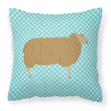 Load image into Gallery viewer, East Friesian Sheep Blue Check Fabric Decorative Pillow BB8151PW1818