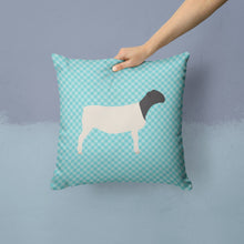 Load image into Gallery viewer, Dorper Sheep Blue Check Throw Pillow - 14x14 Decorative Pillow – Art for Your Home &amp; Patio BB8152PW1414