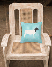 Load image into Gallery viewer, Dorper Sheep Blue Check Fabric Decorative Pillow BB8152PW1818