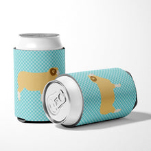 Load image into Gallery viewer, Horned Dorset Sheep Blue Check Can or Bottle Hugger BB8154CC