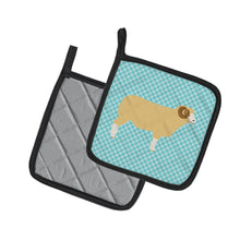 Load image into Gallery viewer, Horned Dorset Sheep Blue Check Pot Holders - Set of 2 - Heat-Resistant Kitchen Essentials BB8154PTHD