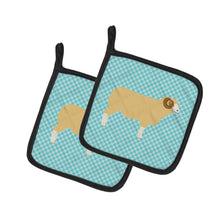 Load image into Gallery viewer, Horned Dorset Sheep Blue Check Pot Holders - Set of 2 - Heat-Resistant Kitchen Essentials BB8154PTHD