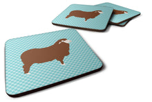 Load image into Gallery viewer, Merino Sheep Blue Check Foam Coaster  BB8155FC