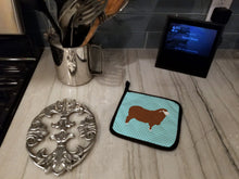 Load image into Gallery viewer, Merino Sheep Blue Check Pot Holders - Set of 2 - Heat-Resistant Kitchen Essentials BB8155PTHD
