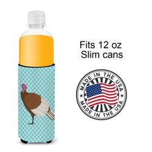 Load image into Gallery viewer, Bourbon Red Turkey Hen Blue Check   Hugger for slim cans