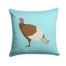 Load image into Gallery viewer, Bourbon Red Turkey Hen Blue Check Throw Pillow - 14x14 Decorative Pillow – Art for Your Home &amp; Patio BB8156PW1414