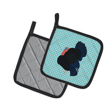 Load image into Gallery viewer, Norfolk Black Turkey Blue Check Pot Holders - Set of 2 - Heat-Resistant Kitchen Essentials BB8159PTHD