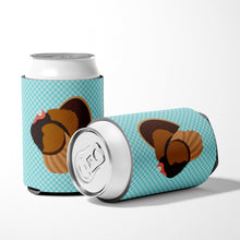 Load image into Gallery viewer, Bronze Turkey Blue Check Can or Bottle Hugger BB8160CC