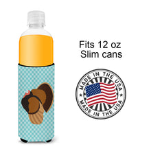 Load image into Gallery viewer, Bronze Turkey Blue Check   Hugger for slim cans