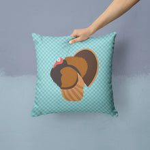 Load image into Gallery viewer, Bronze Turkey Blue Check Throw Pillow - 14x14 Decorative Pillow – Art for Your Home &amp; Patio BB8160PW1414