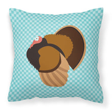 Load image into Gallery viewer, Bronze Turkey Blue Check Fabric Decorative Pillow BB8160PW1818