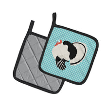 Load image into Gallery viewer, Royal Palm Turkey Blue Check Pot Holders - Set of 2 - Heat-Resistant Kitchen Essentials BB8162PTHD