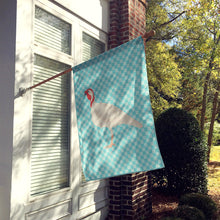 Load image into Gallery viewer, Beltsville Small White Turkey Hen Blue Check Flag Canvas House Size BB8163CHF