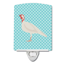 Load image into Gallery viewer, Beltsville Small White Turkey Hen Blue Check Ceramic Night Light BB8163CNL