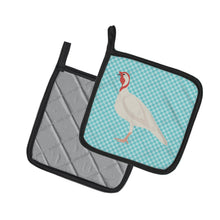 Load image into Gallery viewer, Beltsville Small White Turkey Hen Blue Check Pot Holders - Set of 2 - Heat-Resistant Kitchen Essentials BB8163PTHD