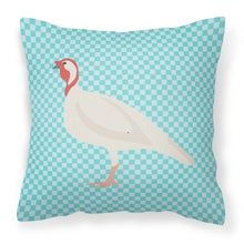 Load image into Gallery viewer, Beltsville Small White Turkey Hen Blue Check Fabric Decorative Pillow BB8163PW1818