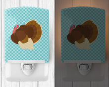 Load image into Gallery viewer, French Turkey Dindon Blue Check Ceramic Night Light BB8164CNL