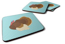 Load image into Gallery viewer, French Turkey Dindon Blue Check Foam Coaster  BB8164FC