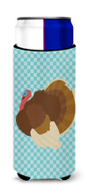Load image into Gallery viewer, French Turkey Dindon Blue Check   Hugger for slim cans